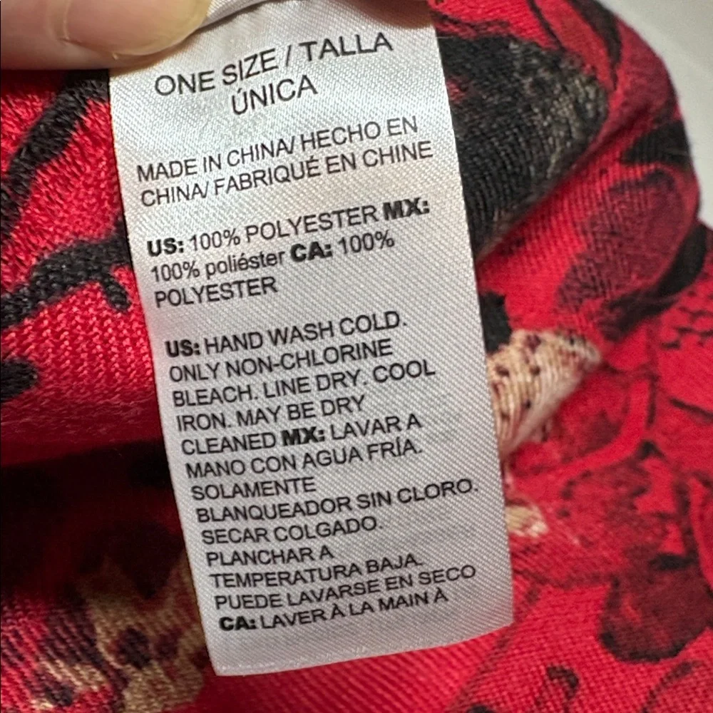 Chico’s Red Floral Poly Large 76”Lx 32”W Wrap